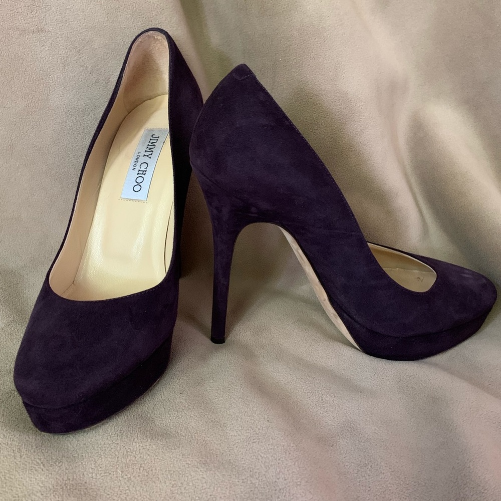 Jimmy Choo Cosmic Suede Purple Heels Size 38